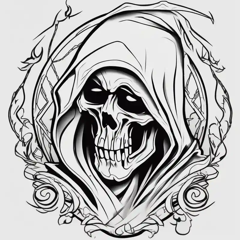 cartoon style Grim Reaper Tattoo Ideas in 2025 & free generation about full sleeve grim reaper floral sleeve tattoo and full sleeve grim reaper floral sleeve tattoo